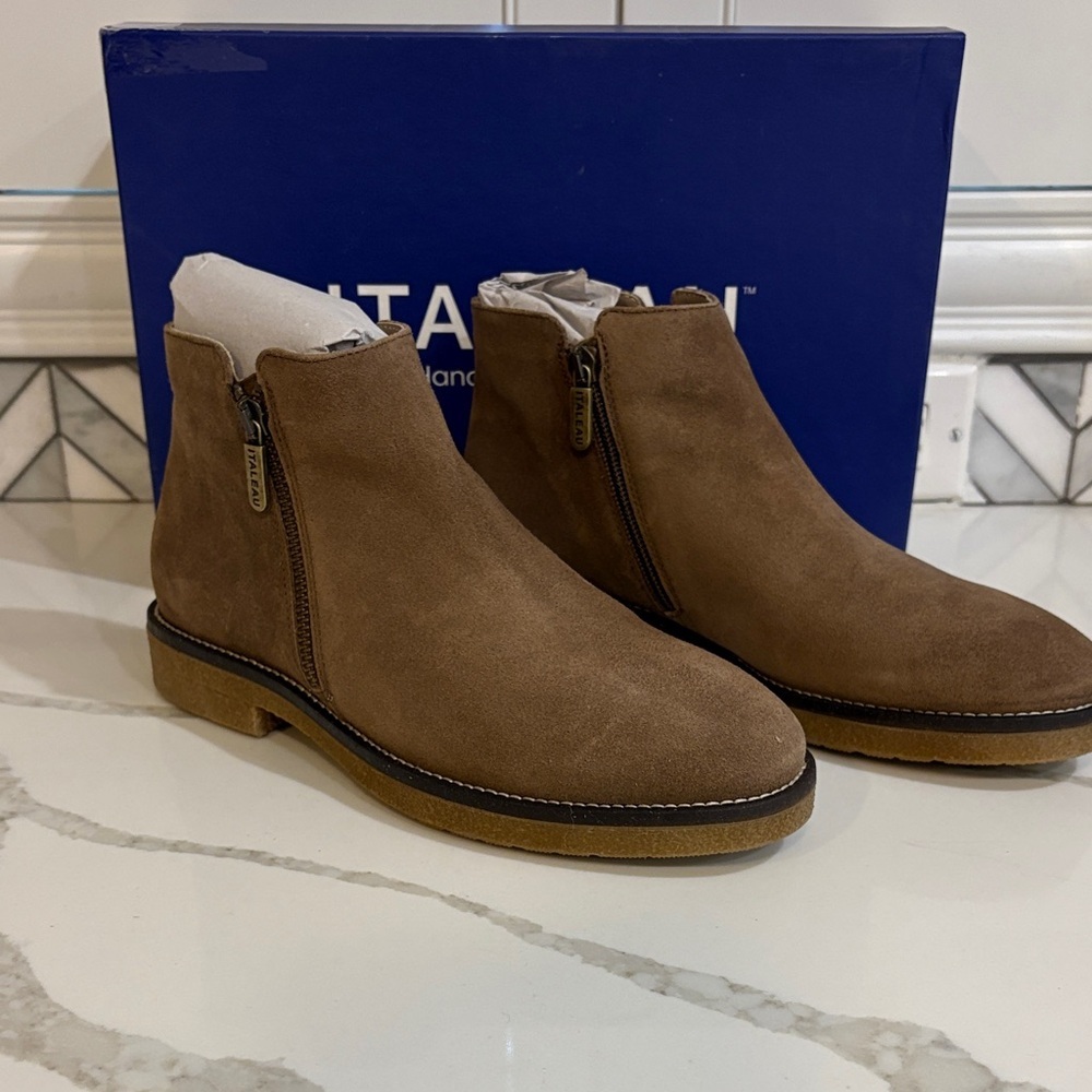 Elegant Brown Suede Ankle Boots- Weatherproof